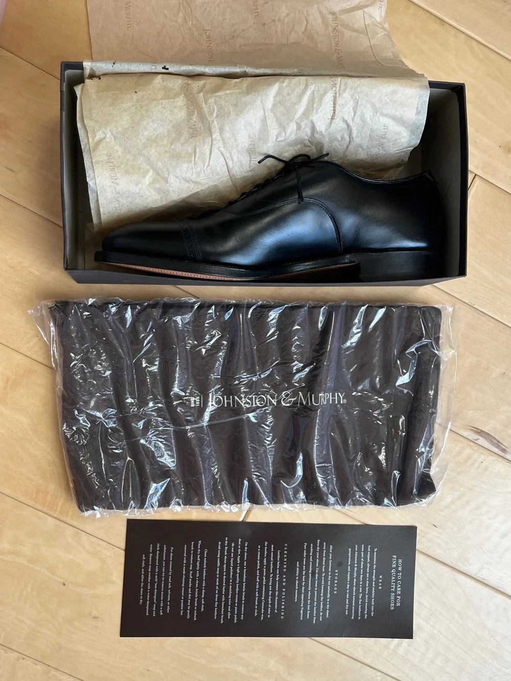 Johnston & Murphy Black Cap-Toe Oxford Dress Shoes